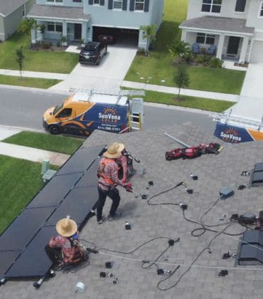 SunVena Solar installation team working on project