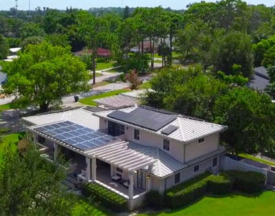 Modern solar panel pergola