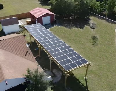 Solar panel pergola roof
